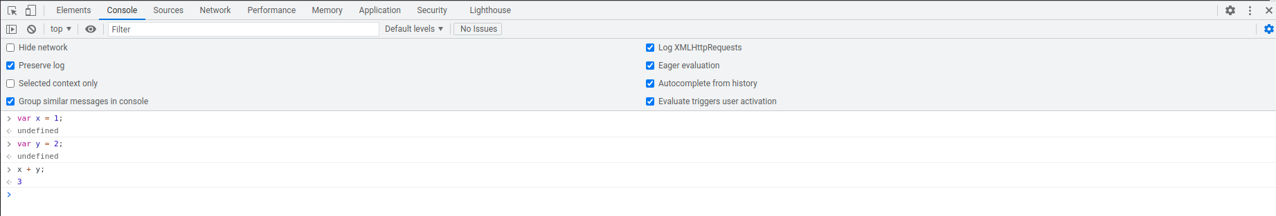 Google Chrome browser REPL console